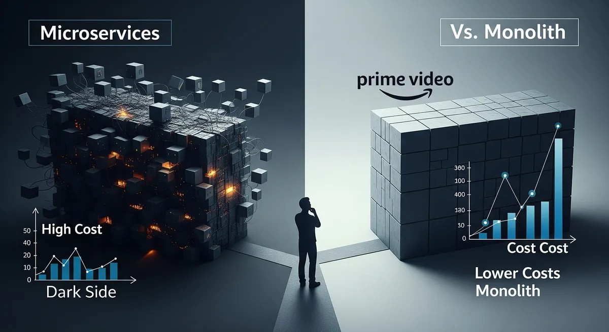 Blog post image for The Real Talk on Microservices vs. Monoliths - Microservices aren't always the answer. Discover the hidden complexities, challenges faced by Amazon Prime Video, and when sticking with monoliths might be the smarter architectural choice. Learn about trade-offs and avoid tech debt.