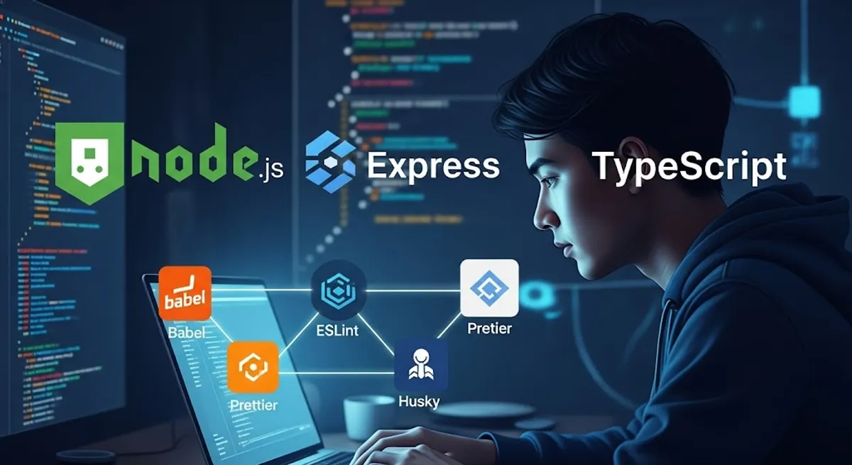 Blog post image for Setting up Node JS, Express,  Prettier, ESLint and Husky Application with Babel and Typescript: Part 1 - Setting up Node JS, Express,  Prettier, ESLint and Husky Application with Babel and Typescript: Part 1.
