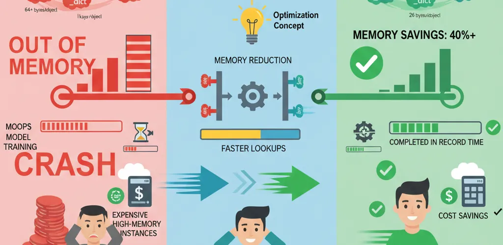 Blog post image for Optimizing your python code with __slots__? - Discover how Python `__slots__` can reduce memory usage by up to 40% in data-heavy applications. Perfect for MLOps pipelines and big data processing where millions of objects consume precious memory resources.