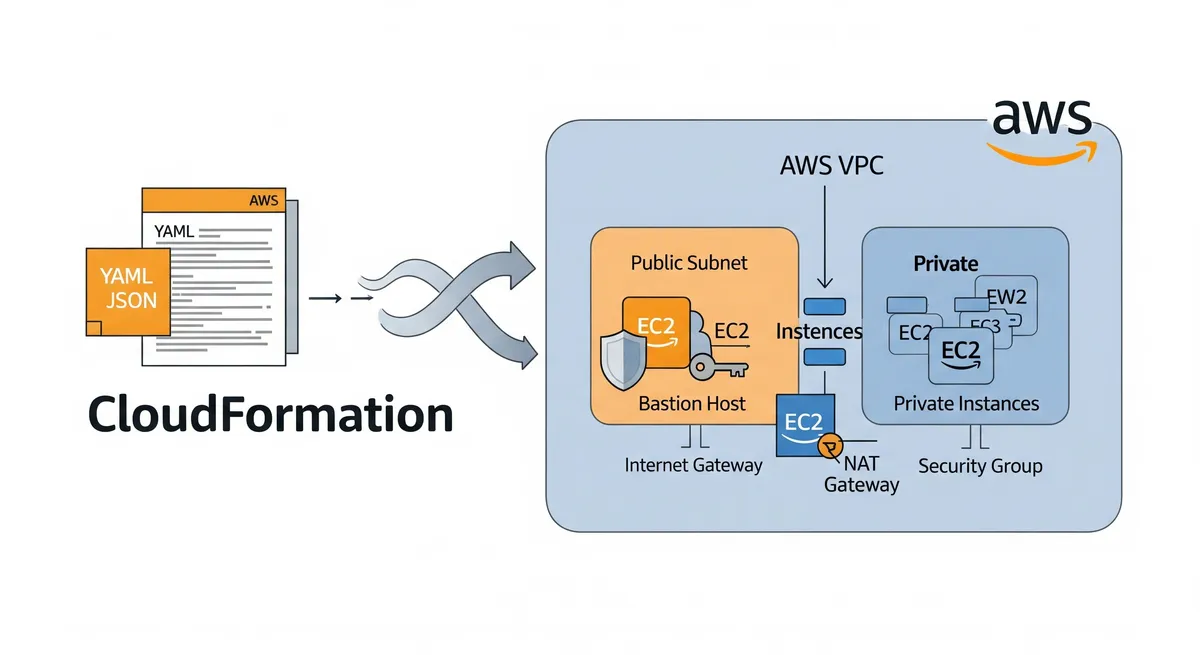 Blog post image for How To Setup Bastion Host on AWS using CloudFormation Template - Learn how to set up a secure Bastion Host on AWS using CloudFormation templates. This tutorial covers all the steps needed to create a VPC, subnets, security groups, and instances, and test the Internet connectivity. Detailed instructions and sample code are included.