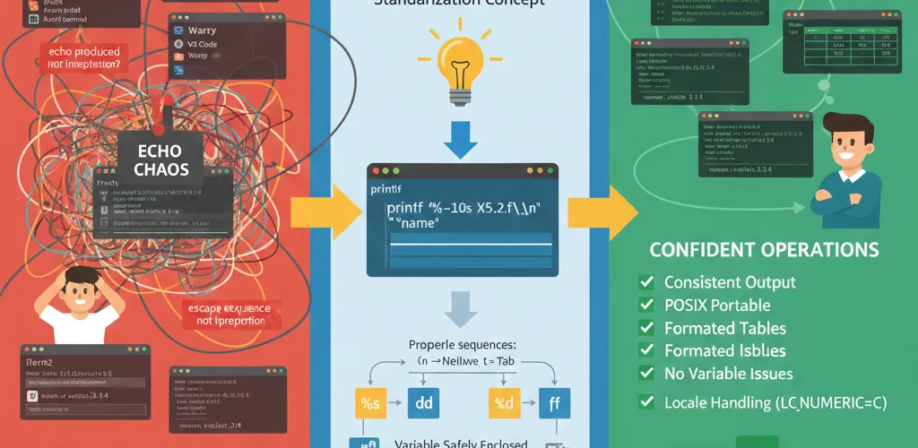 Blog post image for Why printf Beats echo in Linux Scripts - Learn why printf is superior to echo for output in Linux scripts. Discover the reliability issues with echo, the advantages of printf, and when to use each command for better scripting practices.