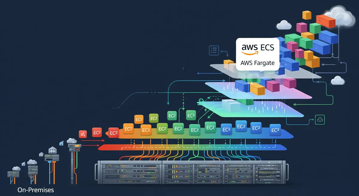 Blog post image for Becoming an AWS Pro: A Deep Dive into Amazon Elastic Container Service - Ready to elevate your AWS DevOps skills with Amazon Elastic Container Service? Explore ECS versus EC2, discover its versatile use cases, and embark on a journey from traditional on-premises servers to EC2 instances, and finally to the seamless world of ECS Fargate.