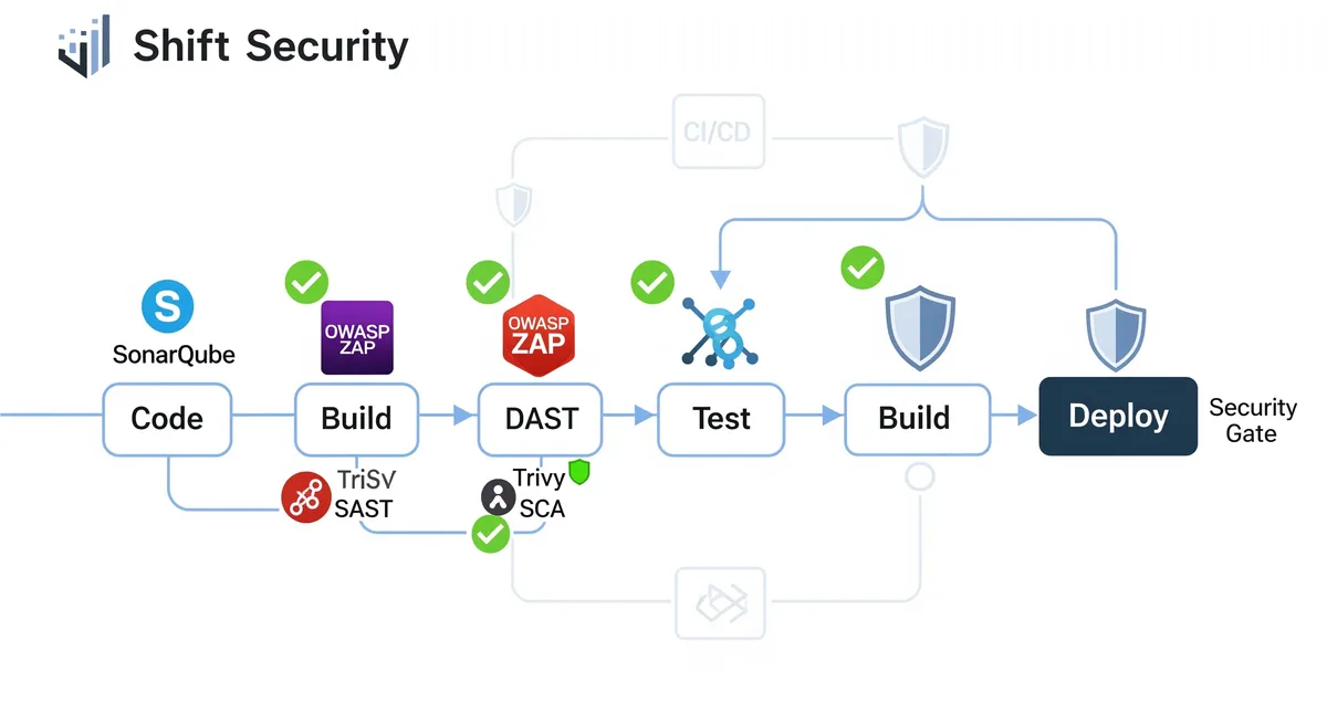 Blog post image for What's the Deal with Shift-Left Security, and Why Should You Care? - Learn how to implement shift-left security by integrating SAST, DAST, and SCA into your CI/CD pipeline. Enhance application security, reduce costs, and accelerate development with practical guidance and tool examples like SonarQube, Trivy, and OWASP ZAP.
